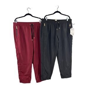 Women Love & Sports Track Jogger Pant Set of 2 Red Black Workout XXL (20) NEW